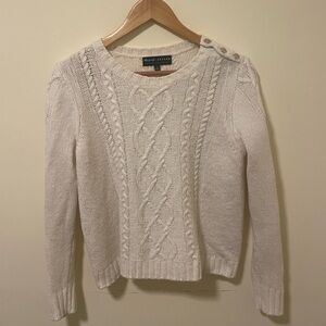 Madewell + Sezane Cream Cable Knit Sweater